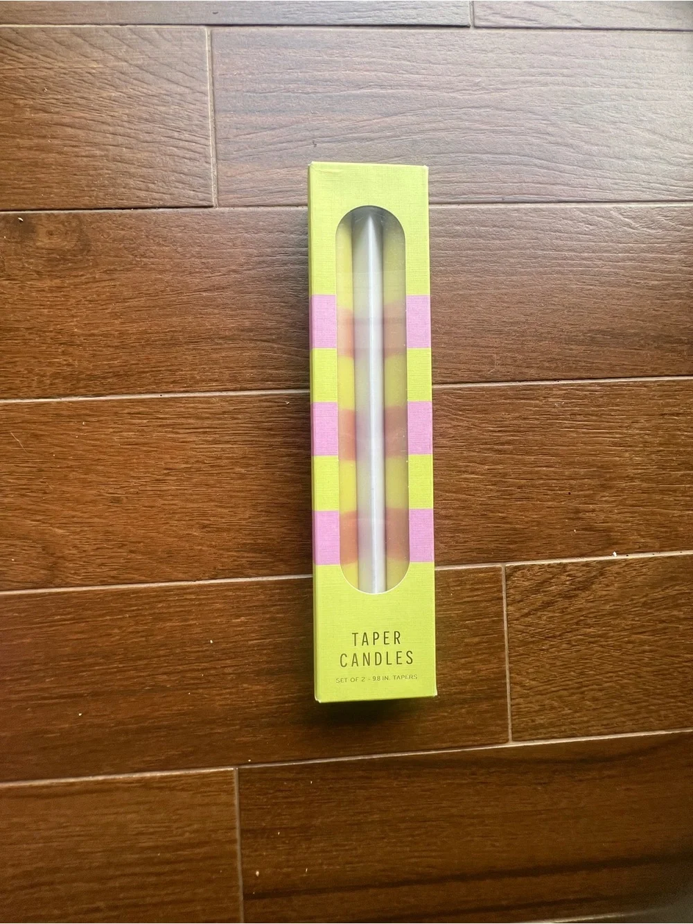 NWB Anthropologie Yellow and Pink Striped Taper Candles